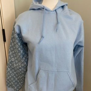Custóm lóuis Vuitton hoodie blue hooded sweatshirt